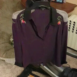 purple with roses cardigan made by love and combat size medium.